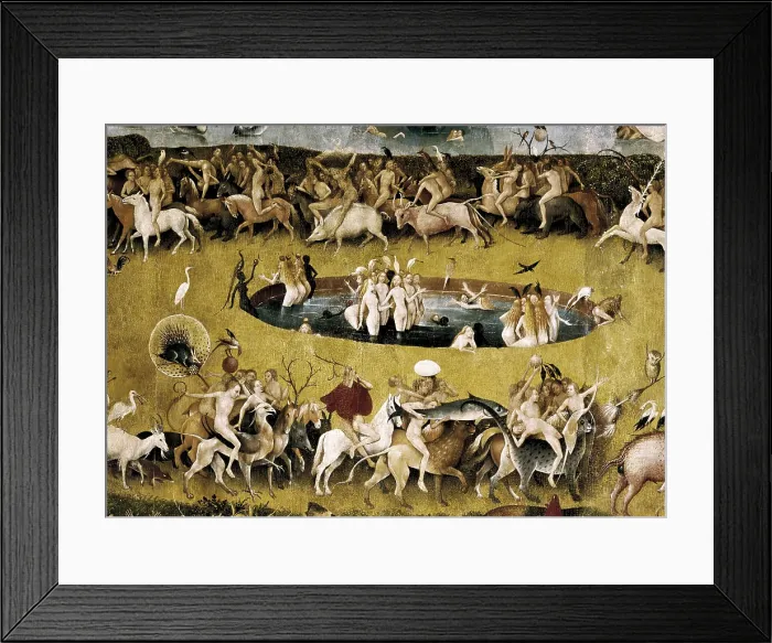 Framed Print : Bosch, Hieronymus Van Aeken, called (1450-1516). The Garden of Earthly Delights. Center Panel. 1503-1504. Central panel of the triptych Framed Print : Bosch, Hieronymus Van Aeken, called (1450-1516). The Garden of Earthly Delights. Center Panel. 1503-1504. Central panel of the triptych