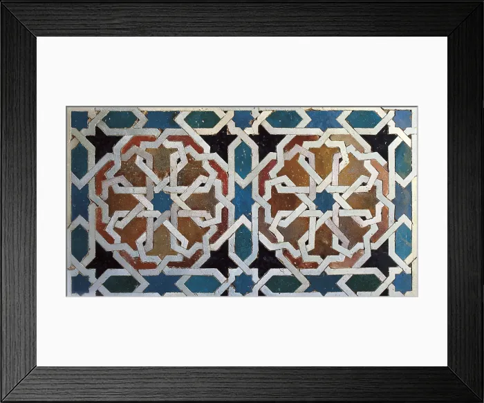 Framed Print : Alhambra. SPAIN. Granada. Alhambra. Detail of the plinth from the Torre de la Cautiva (Tower of the Captive). Hispano-Moresque art. Nasrid dynasty. Architecture