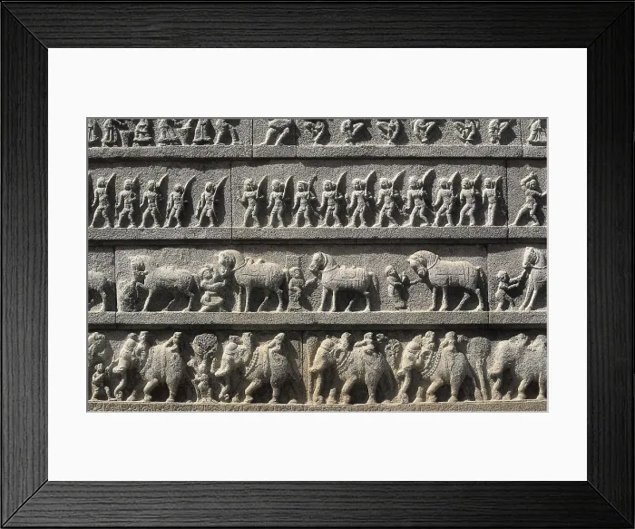 Framed Print : INDIA. KARNATAKA. Hampi. Hazara Rama Temple. Frieze with dancers, horses, elephants and Ramayana scenes. Hindu art. Relief on rock. AISA / Everett Collection**US SALES ONLY** Framed Print : INDIA. KARNATAKA. Hampi. Hazara Rama Temple. Frieze with dancers, horses, elephants and Ramayana scenes. Hindu art. Relief on rock. AISA / Everett Collection**US SALES ONLY**