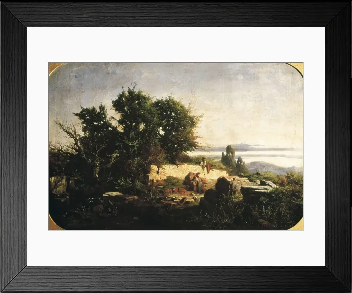 Framed Print : ARMET Y PORTANELL, Josep (1843-1911). Catalan landscape. 2nd half 19th c. Oil on canvas. SPAIN. Vilanova i la Geltr. Vctor Balaguer Museum-Library