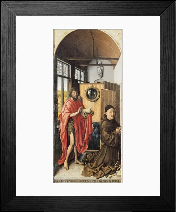 Framed Print : Campin, Robert, called 'Master of Flmalle' (1378-1444). Saint John the Baptist and the Donor, Heinrich von Werl. 1438. Flemish art. Oil on wood. SPAIN. Madrid