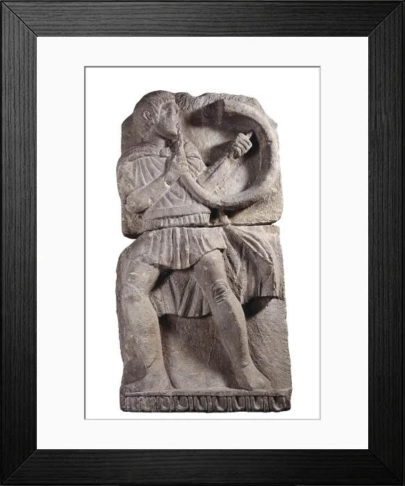 Framed Print : Musician. 3rd-2nd c. BC. Iberian art. Relief on rock. SPAIN. Madrid. National Museum of Archaeology. Proc: SPAIN. Osuna. AISA / Everett Collection**US SALES ONLY**