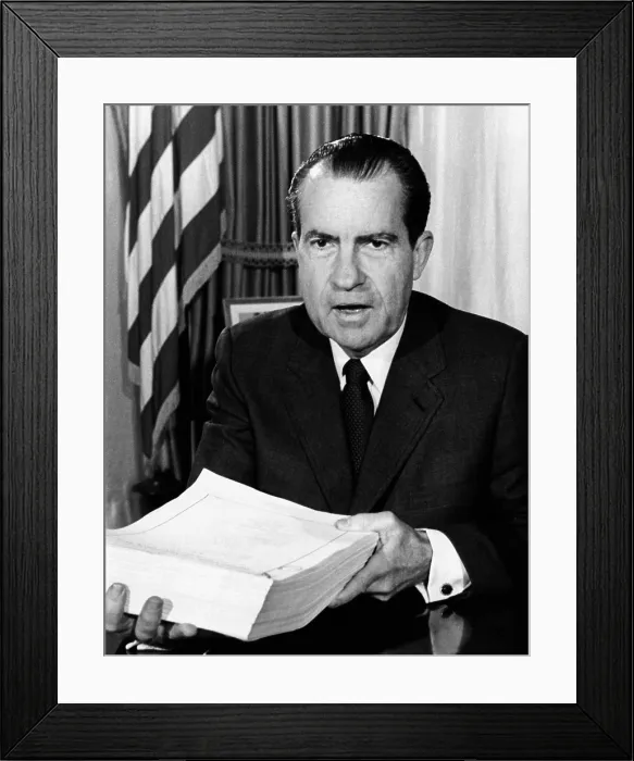 Framed Print : President Nixon after signing the most far-reaching tax bill since the enactment of the income tax In 1913
