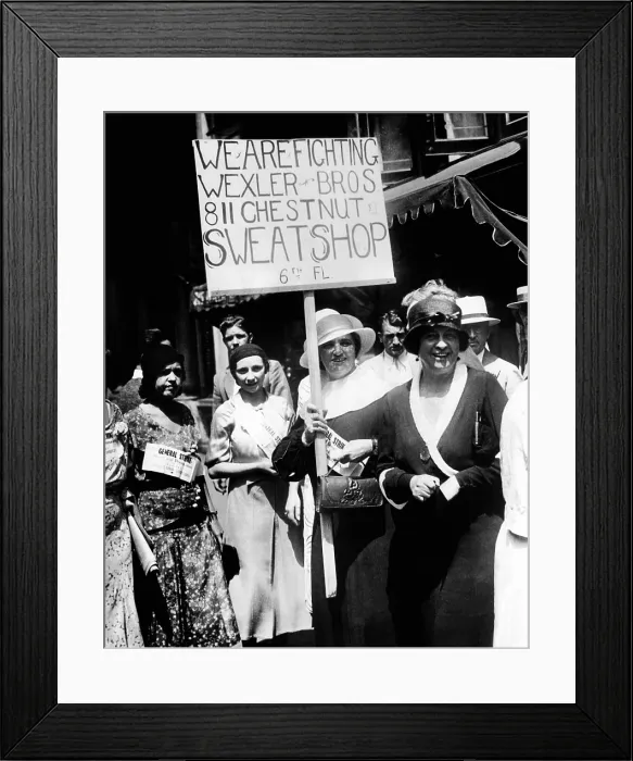 Framed Print : International Ladies Garment Workers Union strikers picket two shops in Philadelphia Framed Print : International Ladies Garment Workers Union strikers picket two shops in Philadelphia