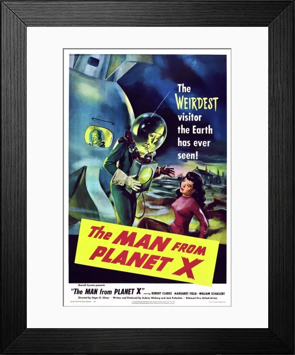 Framed Print : THE MAN FROM PLANET X, Pat Goldin (as the title character), Margaret Field (girl on right), 1951