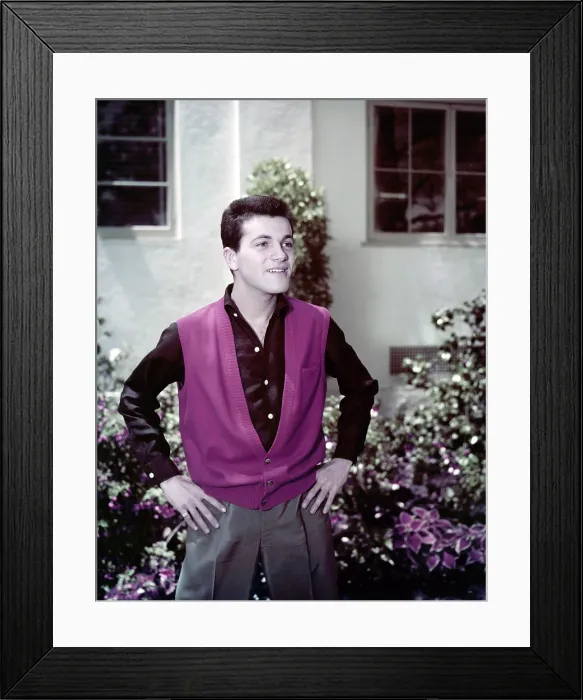 Framed Print : MARDI GRAS, Tommy Sands on 20th Century Fox studio lot during production, 1958. ph: 20th Century-Fox Film Corporation, TM & Copyright / courtesy Everett Collection