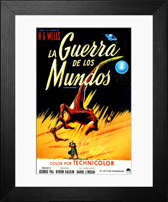 Framed Print : THE WAR OF THE WORLDS, (aka LA GUERRA DE LOS MUNDOS), Spanish poster art, from left: Ann Robinson, Gene Barry, 1953 Framed Print : THE WAR OF THE WORLDS, (aka LA GUERRA DE LOS MUNDOS), Spanish poster art, from left: Ann Robinson, Gene Barry, 1953