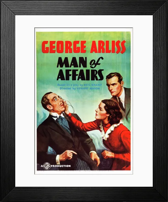 Framed Print : MAN OF AFFAIRS, (aka HIS LORDSHIP), US poster art, from left: George Arliss, Rene Ray, Romilly Lunge, 1936 Framed Print : MAN OF AFFAIRS, (aka HIS LORDSHIP), US poster art, from left: George Arliss, Rene Ray, Romilly Lunge, 1936
