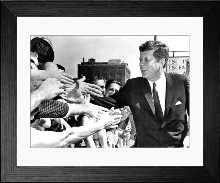 Framed Print : President John Kennedy shakes hands as he arrives to give a speech at Independence Hall. July 4, 1962. (CSU_ALPHA_948) CSU Archives / Everett Collection Framed Print : President John Kennedy shakes hands as he arrives to give a speech at Independence Hall. July 4, 1962. (CSU_ALPHA_948) CSU Archives / Everett Collection