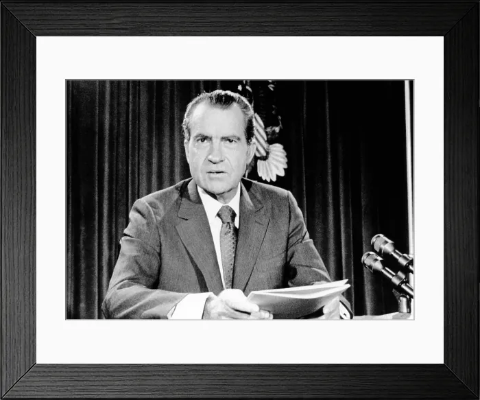 Framed Print : President Richard Nixon announced the imposition of wage and price controls for 90 days