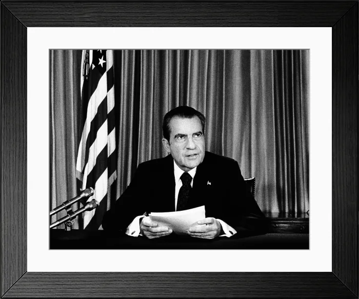 Framed Print : President Richard Nixon declared his innocence in the Watergate scandal