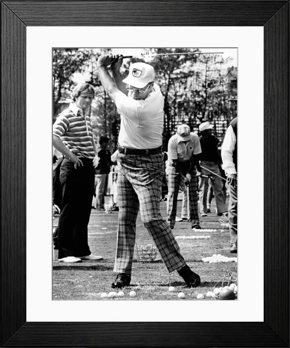 Framed Print : Jack Nicklaus (L) watches President Ford's golf swing at the Inverrary Classic in Lauderhill, Florida. Feb. 2, 1975. (CSU_ALPHA_414) CSU Archives / Everett Collection