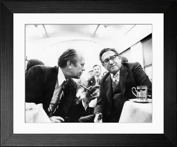 Framed Print : President Gerald Ford and Henry Kissinger during two days of Strategic Arms Limitation Talks (S.A.L.T.) with Soviet leaders. Nov. 23, 1974