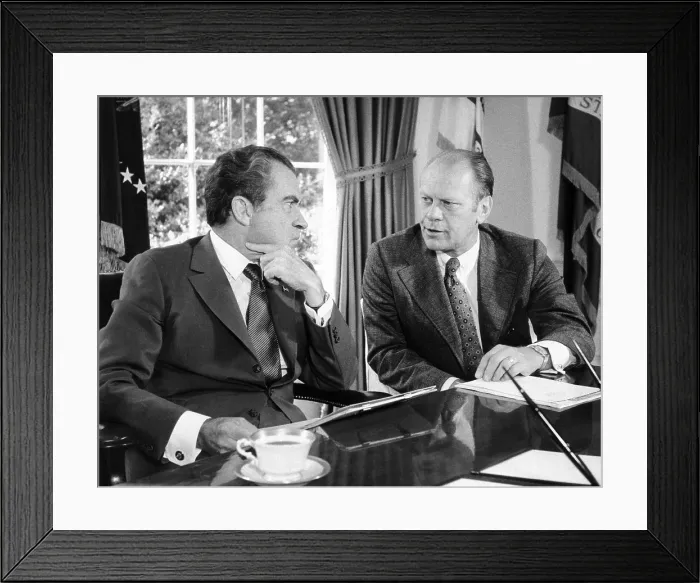 Framed Print : President Richard Nixon with House Minority Leader Gerald Ford Framed Print : President Richard Nixon with House Minority Leader Gerald Ford