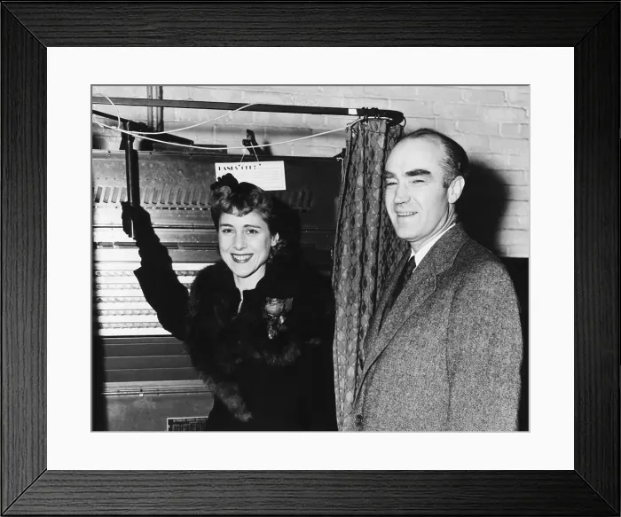 Framed Print : Henry and Clare Booth Luce vote in Greenwich, Connecticut, Nov. 3, 1942. Clare was on the ballot for the congressional seat of Fairfield County as a Republican. She was elected