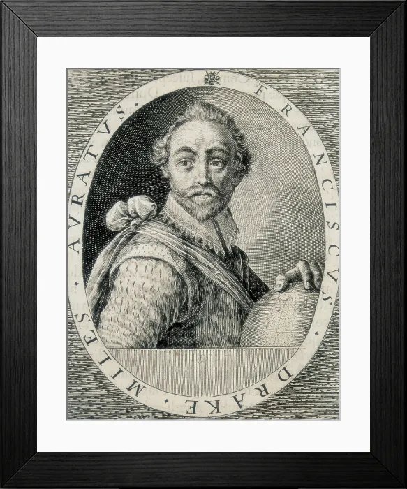 Framed Print : Drake, Sir Francis (1540-1596). Xylography. SPAIN. Madrid. National Library. AISA / Everett Collection**US SALES ONLY**