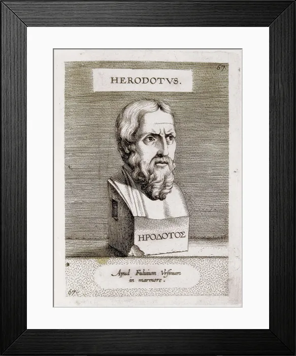 Framed Print : HERODOTUS (484-430 BC). Portrait of the book 'Illustrium Imagines'. Engraving. Xylography. SPAIN. Madrid. National Library. AISA / Everett Collection**US SALES ONLY** Framed Print : HERODOTUS (484-430 BC). Portrait of the book 'Illustrium Imagines'. Engraving. Xylography. SPAIN. Madrid. National Library. AISA / Everett Collection**US SALES ONLY**
