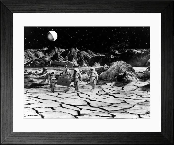 Framed Print : DESTINATION MOON, astronauts explore the lunar terrain, 1950