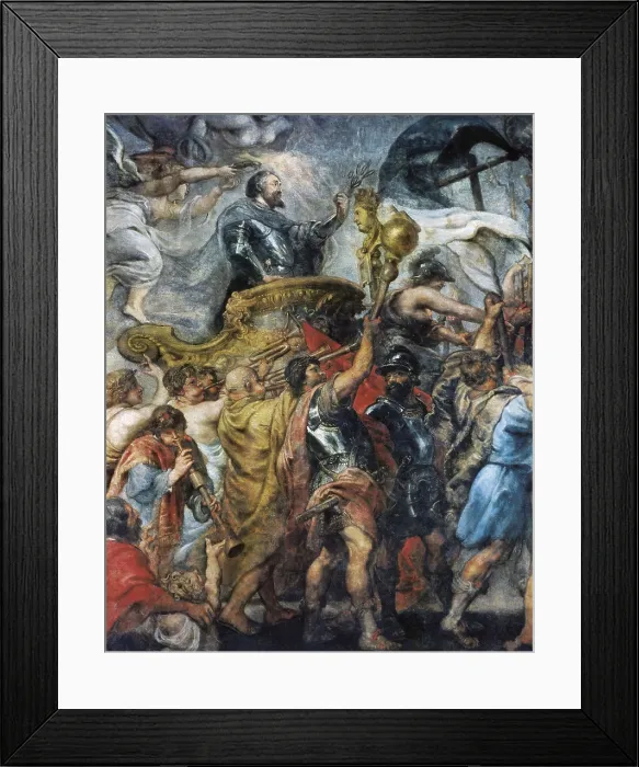 Framed Print : RUBENS, Peter Paul (1577-1640). Triumphal Entrance of Henri IV into Paris. 1627 - 1630. Left central detail. Baroque art. ; Flemish art. Oil on canvas. ITALY. Florence