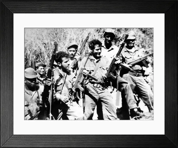 Framed Print : Leaders of the Anti-Castro guerillas meet at Escampray Mountain to coordinate their operations. At right center is Capt Framed Print : Leaders of the Anti-Castro guerillas meet at Escampray Mountain to coordinate their operations. At right center is Capt