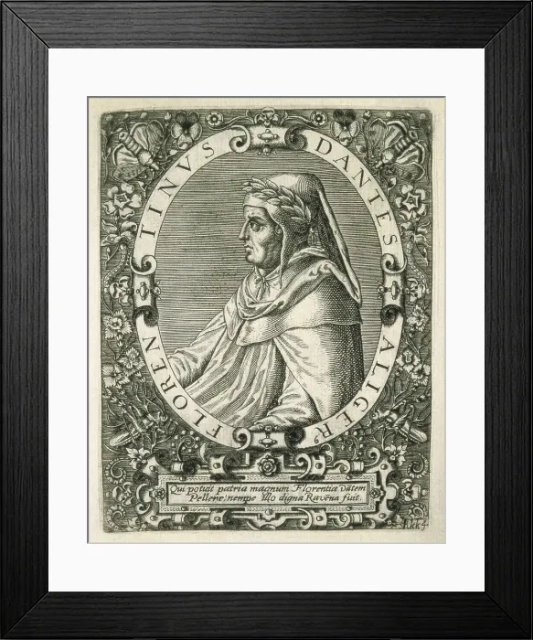 Framed Print : DANTE ALIGHIERI (1265-1321). Anonymous portrait. Engraving. SPAIN. Madrid. National Library. AISA / Everett Collection**US SALES ONLY**