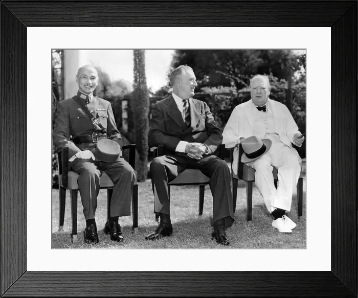 Framed Print : Generalissimo Chiang Kai-shek, Franklin Roosevelt, and Winston Churchill at the Cairo Conference