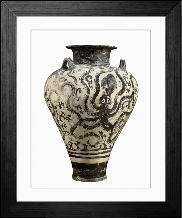 Framed Print : Octopus Vase. ca. 1500 BC. Minoan art  /  Cretan art. Late Minoan period. Ceramics. GREECE. Iraklion. Archaeological Museum. AISA / Everett Collection**US SALES ONLY**