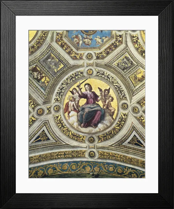 Framed Print : Raphael (1483-1520). Stanza della Segnatura (Signature Room). Justice. 1508. VATICAN CITY. Vatican Palaces. Renaissance art. Cinquecento. Fresco