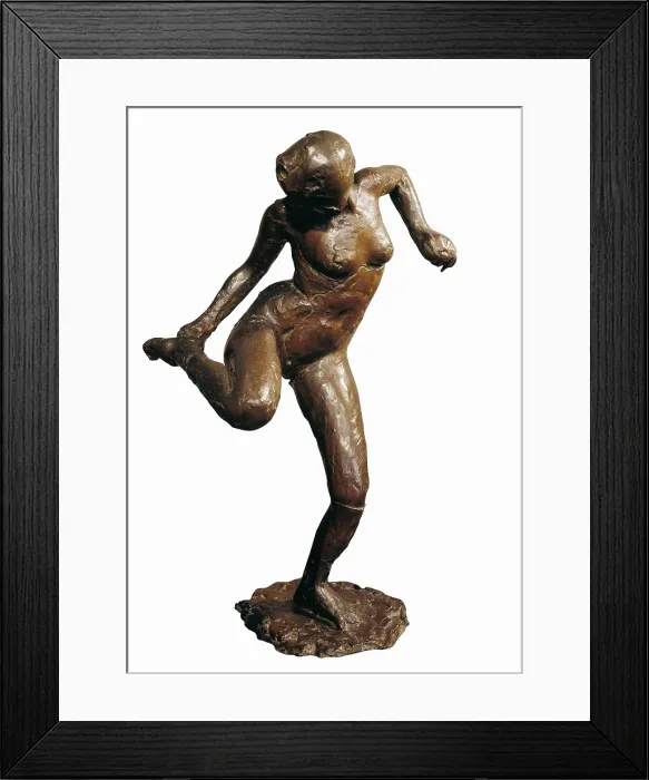 Framed Print : DEGAS, Edgar (1834-1917). Dancer Holding her Foot. ca. 1900-1910. Work executed with brown wax. Impressionism. Sculpture. Private Collection Framed Print : DEGAS, Edgar (1834-1917). Dancer Holding her Foot. ca. 1900-1910. Work executed with brown wax. Impressionism. Sculpture. Private Collection
