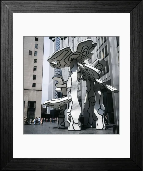 Framed Print : DUBUFFET, Jean (1901-1985). Group of Four Trees. 1972. UNITED STATES OF AMERICA. NEW YORK. New York City. Work situated in One Chase Manhattan Square. Pop Art. Sculpture