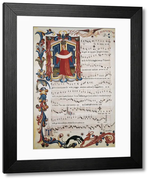 Framed Print : Squarcialupi Codex. 1410-1415. Gothic art. Miniature Painting. ITALY. Florence. Biblioteca Medicea Laurenziana (Laurentian Library). AISA / Everett Collection**US SALES ONLY**