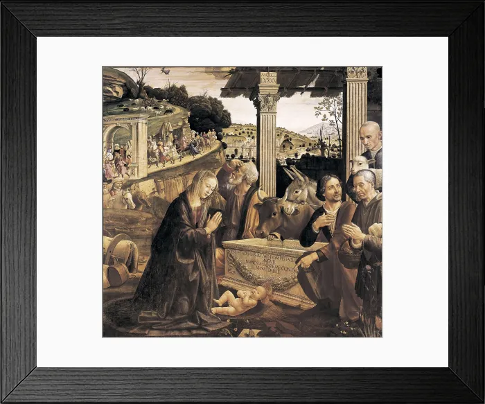 Framed Print : GHIRLANDAIO, Domenico di Tommaso Bigordi, called (1449-1494). Adoration of the Shepherds. 1482-1485. ITALY. Florence. Chiesa di Santa Trinita (Church of Santa Trinita) Framed Print : GHIRLANDAIO, Domenico di Tommaso Bigordi, called (1449-1494). Adoration of the Shepherds. 1482-1485. ITALY. Florence. Chiesa di Santa Trinita (Church of Santa Trinita)