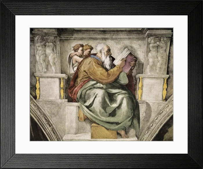Framed Print : Michelangelo (1475-1564). Sistine Chapel. 1508-1512. VATICAN CITY. Vatican Palaces. Detail with Zachariah. Renaissance art. Cinquecento. Fresco