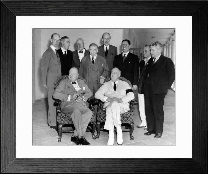 Framed Print : Allies of the Pacific War Council met at the White House on June 25, 1942. Seated: Winston Churchill and President Franklin Roosevelt