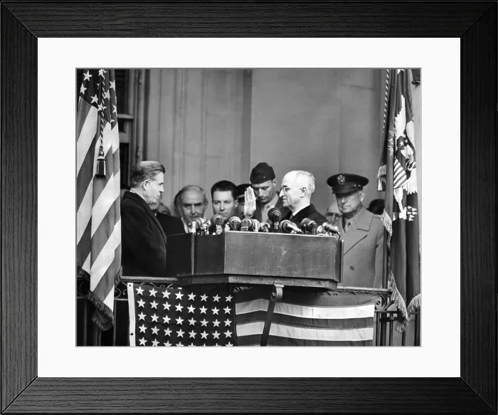 Framed Print : Harry Truman is sworn in a Vice President by his predecessor, Henry Wallace