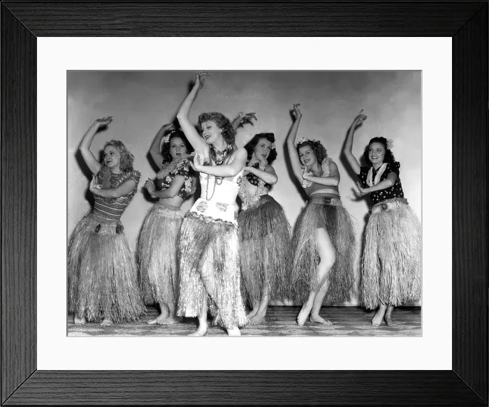 Framed Print : DANCE, GIRL, DANCE, Lucille Ball, 1940, dancing a hula with the chorus girls