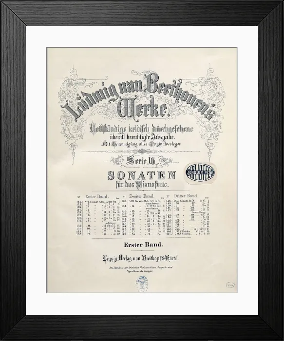 Framed Print : Beethoven, Ludwig, van. Sonatas for piano. Edition carried out in Leipzig. SPAIN. Barcelona. Biblioteca de Catalunya (National Library of Catalonia) Framed Print : Beethoven, Ludwig, van. Sonatas for piano. Edition carried out in Leipzig. SPAIN. Barcelona. Biblioteca de Catalunya (National Library of Catalonia)