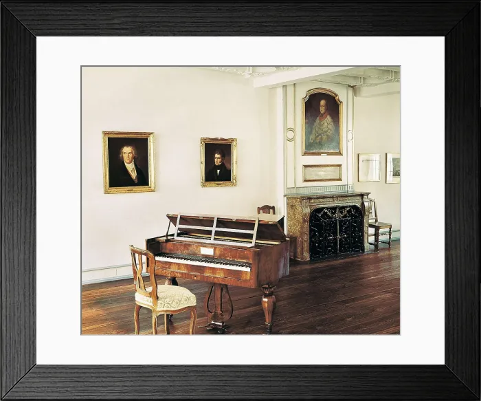 Framed Print : Beethoven, Ludwig, van. Beethoven's house inside with his piano. Furniture. GERMANY. NORTH RHINE-WESTPHALIA. Bonn. Beethoven's birth house