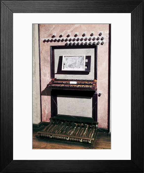 Framed Print : Beethoven, Ludwig, van. Organ of the Church of St. Mary of Bonn, where Beethoven played when he was a boy. Furniture. GERMANY. Bonn. Beethoven's birth house