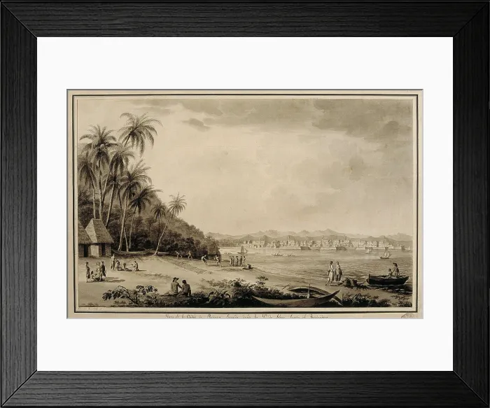 Framed Print : America (18th c.). Panama. View of the city from the island of Naos. Drawing by Fernando Brambila illustrating the scientific expedition of Alejandro Malaspina (1789-1794)