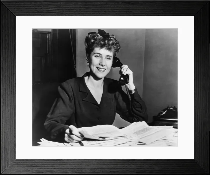 Framed Print : Clare Booth Luce at desk, ca. 1947. She did not seek re-election to Congress in 1946 but remained politically active and moved further right within the Republican Party