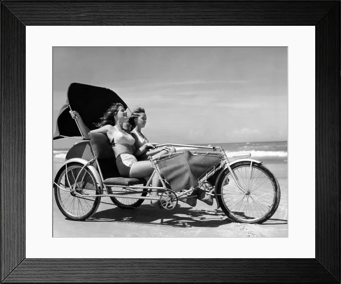 Framed Print : Sand Surreying on Daytona Beach, Florida. Windswept, sunburned girls pedaled a surrey. May 20, 1948. (CSU_ALPHA_1558) CSU Archives / Everett Collection