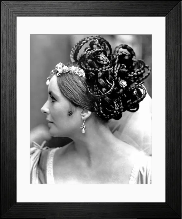 Framed Print : THE TAMING OF THE SHREW, Elizabeth Taylor, in a hairpiece by Alexandre of Paris, 1967 Framed Print : THE TAMING OF THE SHREW, Elizabeth Taylor, in a hairpiece by Alexandre of Paris, 1967