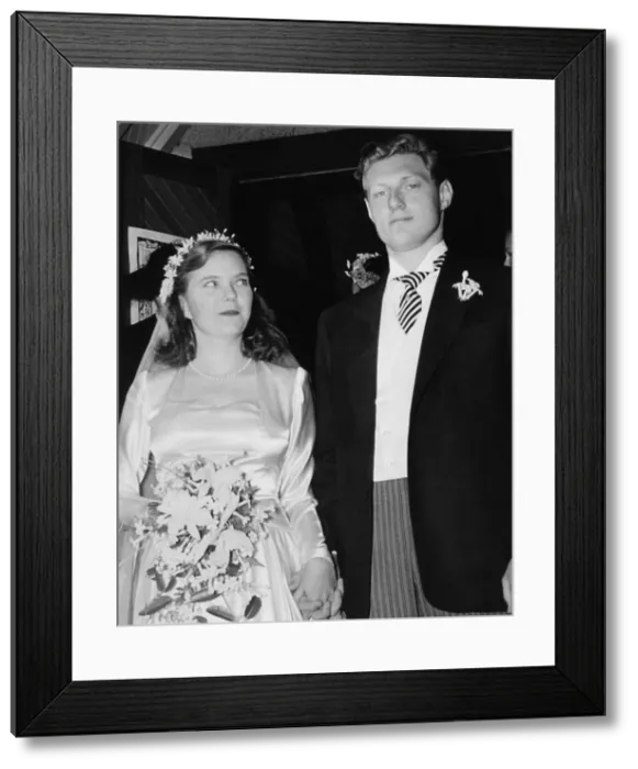 Framed Print : Mr. and Mrs. Alexander McCormick Sturm, just married on Aug. 26, 1944. The bride, Paulina Longworth was the daughter of Alice Roosevelt Longworth