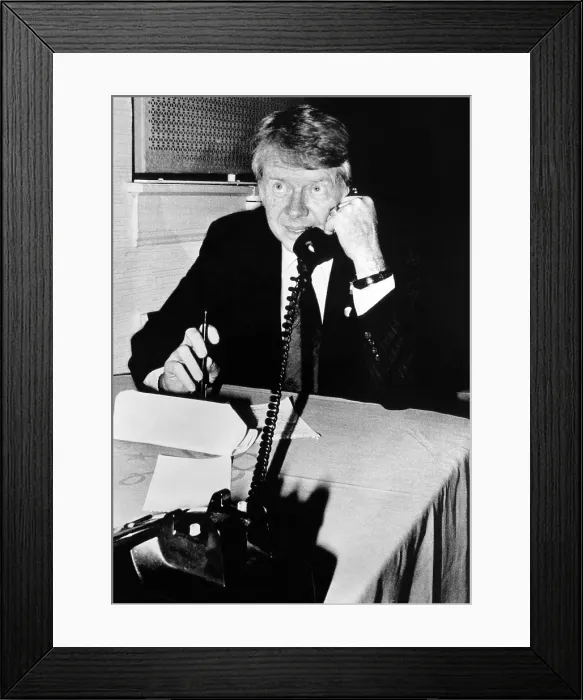 Framed Print : Georgia Governor Jimmy Carter, talking on the telephone during his Democratic Primary campaign. April 12, 1976. (CSU_ALPHA_432) CSU Archives / Everett Collection Framed Print : Georgia Governor Jimmy Carter, talking on the telephone during his Democratic Primary campaign. April 12, 1976. (CSU_ALPHA_432) CSU Archives / Everett Collection