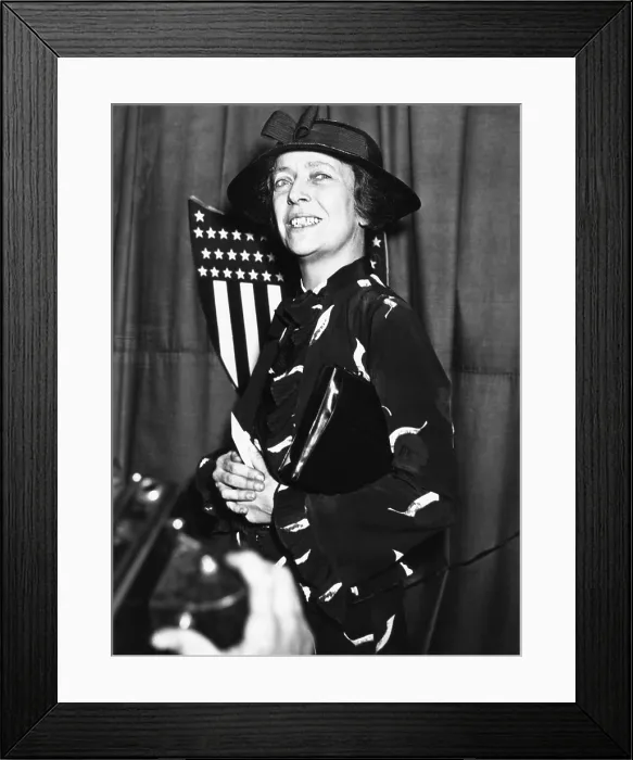 Framed Print : Alice Roosevelt Longworth, smiling for photographers in 1946. The oldest daughter of President Theodore Roosevelt and his first wife, Alice Hathaway, was in her early 60s