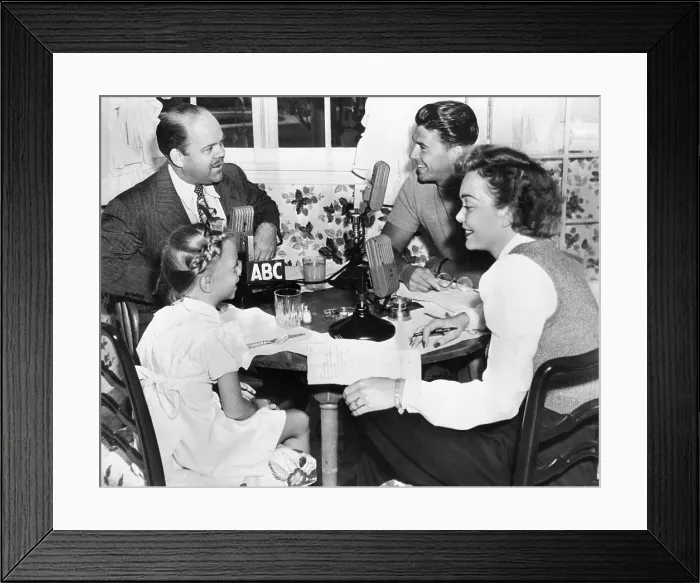 Framed Print : Actors Ronald Reagan and Jane Wyman, with daughter Maureen as they interviewed at home by ABC reporter, Ed Malone. August 1946. (CSU_ALPHA_436) CSU Archives / Everett Collection Framed Print : Actors Ronald Reagan and Jane Wyman, with daughter Maureen as they interviewed at home by ABC reporter, Ed Malone. August 1946. (CSU_ALPHA_436) CSU Archives / Everett Collection