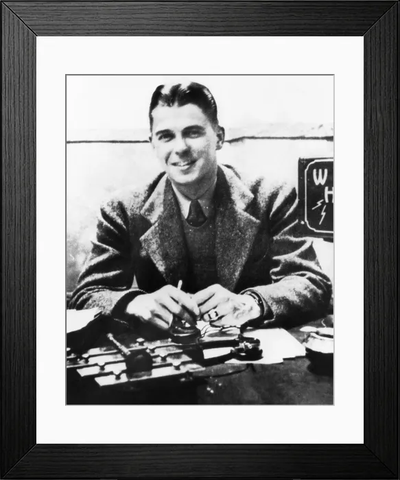 Framed Print : Ronald Reagan was a sports announcer at radio station WHO in Des Moines, Iowa. Ca.1930s. (CSU_ALPHA_437) CSU Archives / Everett Collection