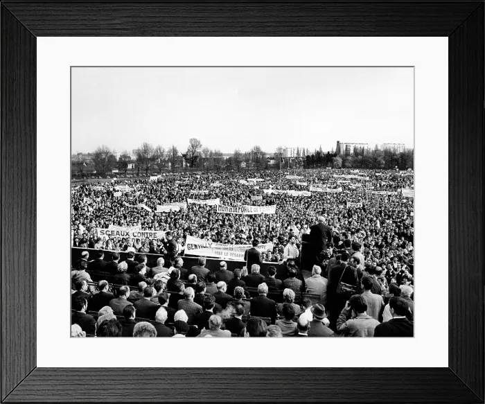 Framed Print : Massive anti-Nuclear weapons protest in Paris suburb of Sceaux. They were protesting President Charles DeGaulle policy of developing an independent French nuclear arsenal Framed Print : Massive anti-Nuclear weapons protest in Paris suburb of Sceaux. They were protesting President Charles DeGaulle policy of developing an independent French nuclear arsenal