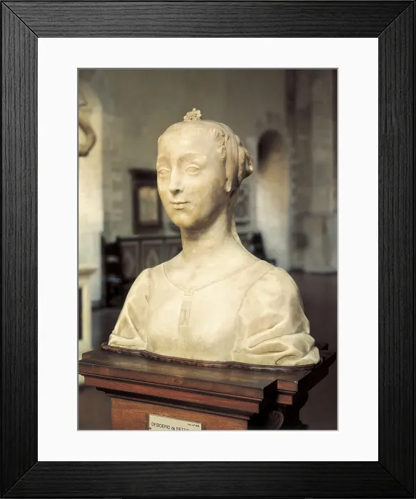 Framed Print : DESIDERIO DA SETTIGNANO (1428-1464). Woman Portrait. 2nd half 15th c. Renaissance art. Quattrocento. Florentine school. Sculpture on marble. ITALY. Florence